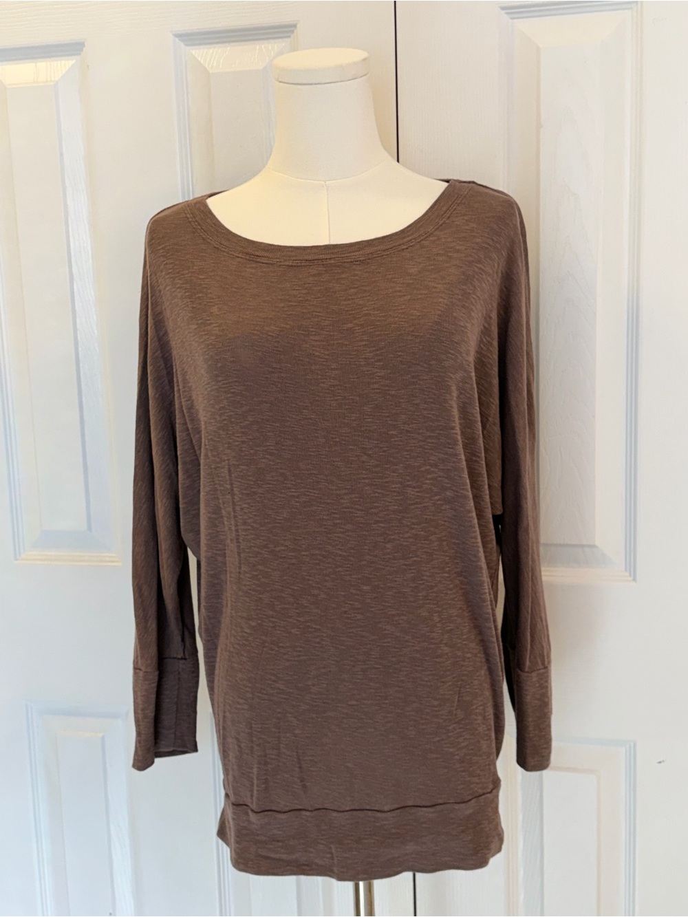 Cynthia Rowley Brown Taupe Slub Long Sleeve Top Size M